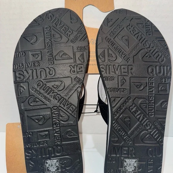 Quiksilver Black and Gray Flip Flops size 8 - Picture 3 of 3